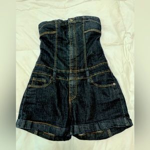 Wax jeans denim zip up romper